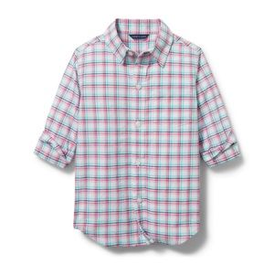 Janie and Jack MADRAS PLAID ROLL-CUFF SHIRT in White Plaid